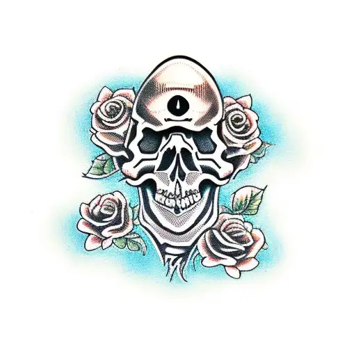 Skull And Roses With 'Miemer' In Writing