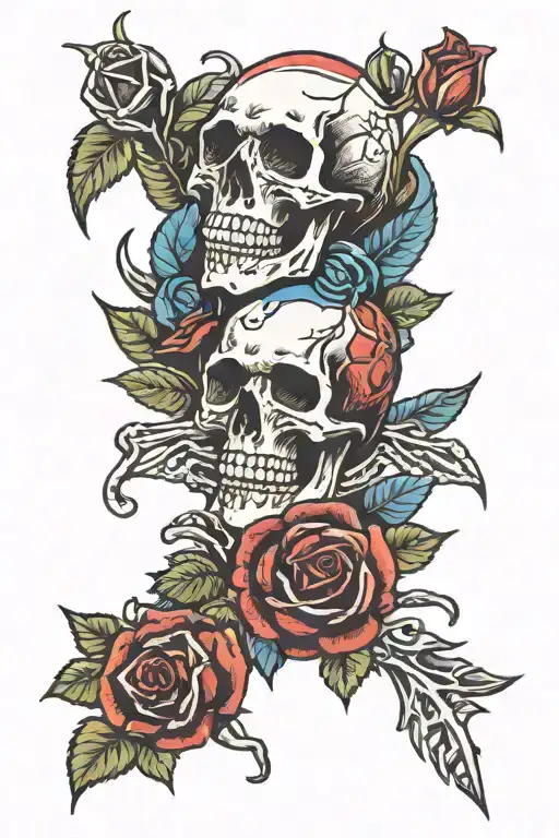 Grateful Dead Roses And Skeleton Patriotic