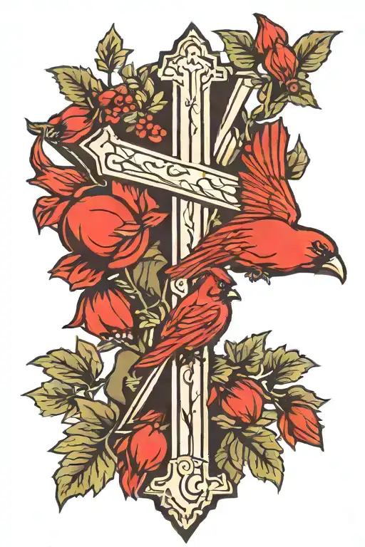 Cross With A Cardinal On Top Of It