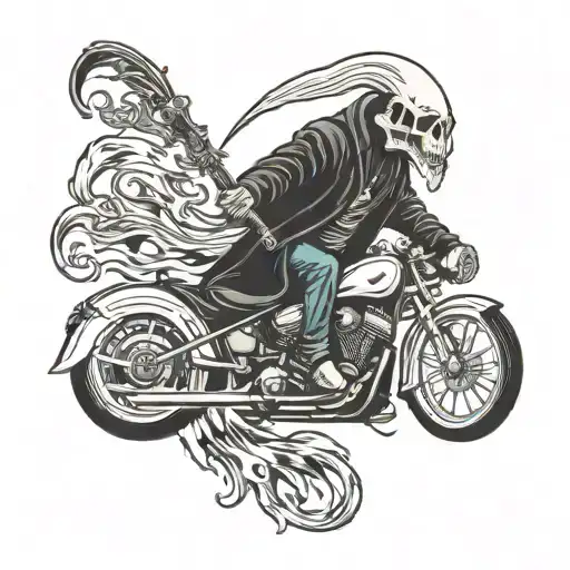 Full Body Grim Reaper Holding Scythe In The Ghost Rider Style With A Dodge Charger And Crows
