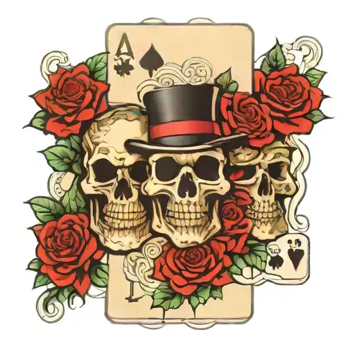 4 Stacked Card On Is Doc Holiday One Is 2 Skelition Abd So On