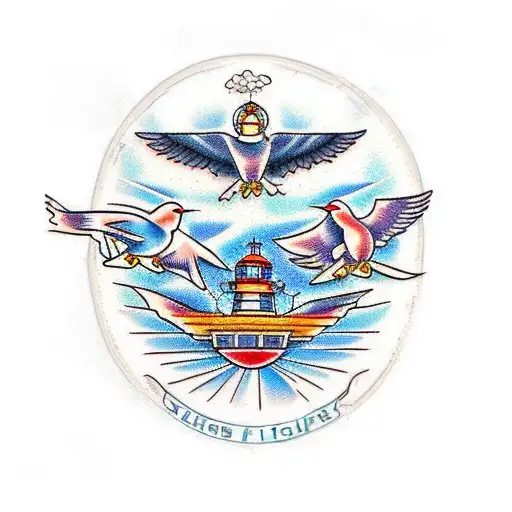 Birds Flying To A Lighthouse