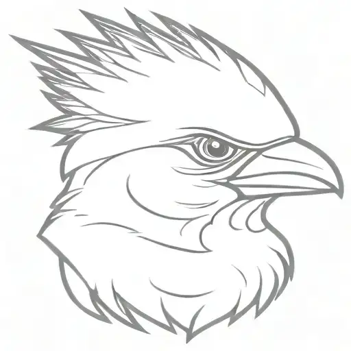 Flaming Cardinal Head Profile Holding A Book