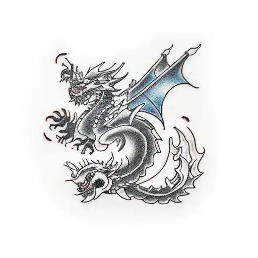 One Black Dragon And One White Dragon