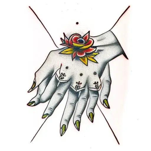Hand With Spider And Flower