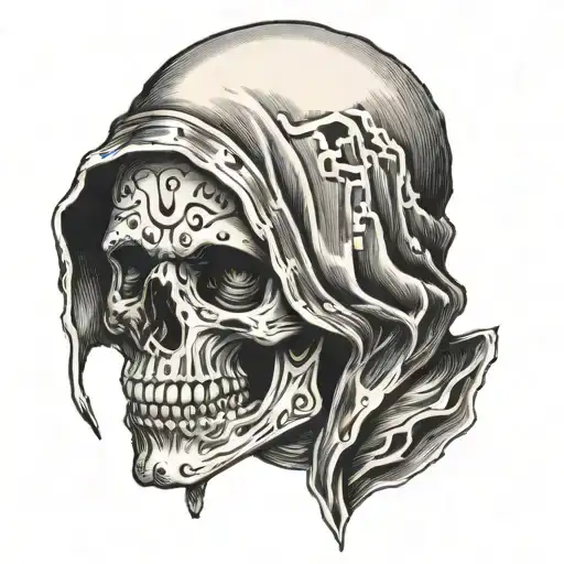 Skull With A Hood Over His Head
