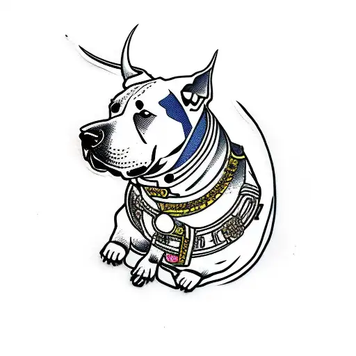Bull Terrier Samurai With Kanji