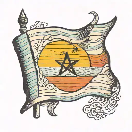 Sunset Sea Israeli Flag