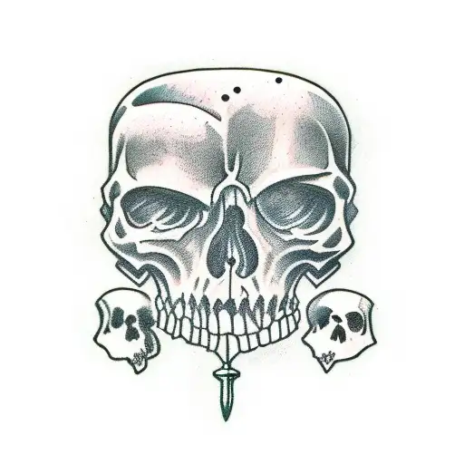 Man Holding A Sword Over Pile Of Skulls