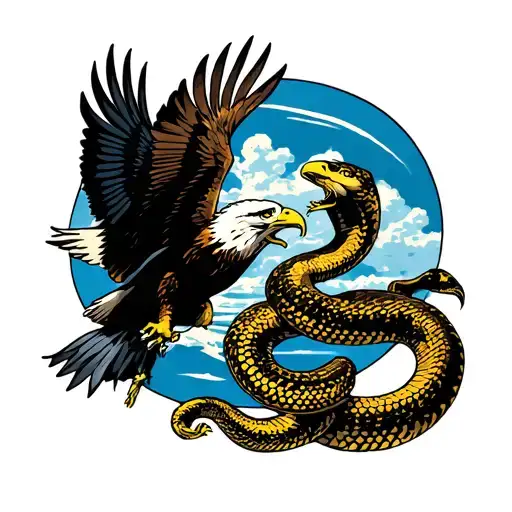 Eagle And Snake Fighting Each Other