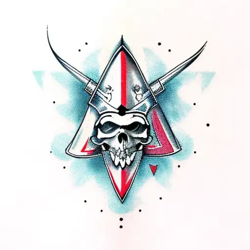 Viking Skull With Axes And Crows