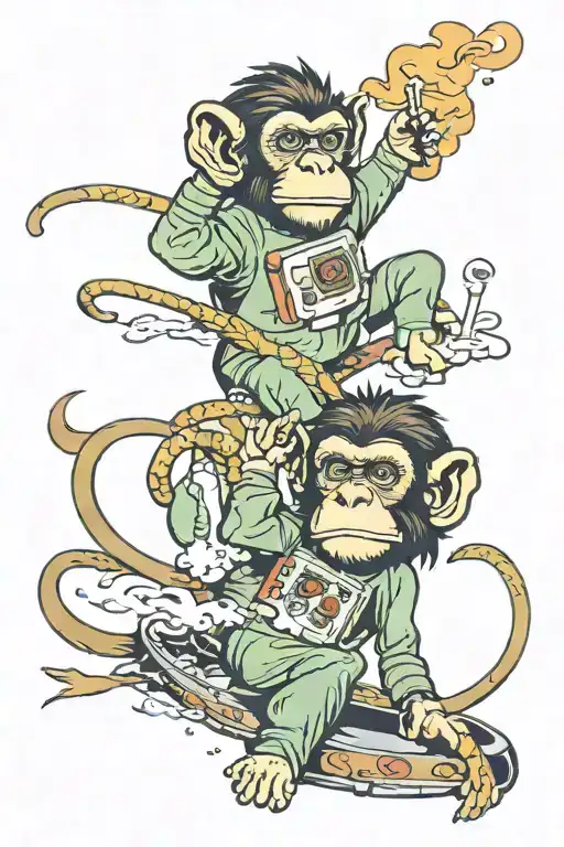 2 Monkeys Smoking Weed In Space