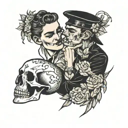 Man Holding Womans Skull