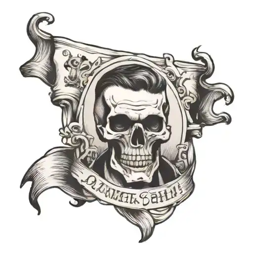 Man Holding Skull With Banner Wrapped