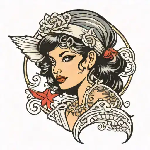 Black Haired Pin Up Girl Side Profile