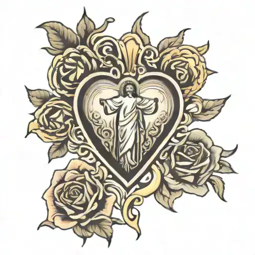 Jesus Christ Sacre Heart Intertwined