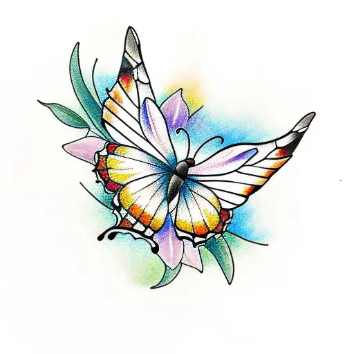 4 Butterflies Around A Plant