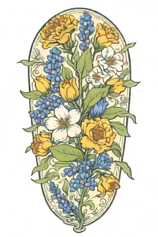 Bluebonnets And Marigolds With Texas