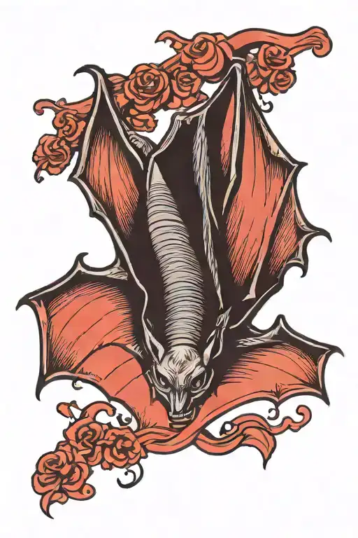 Bat Hanging Upside Down Red And Black