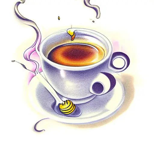 Honey Dripping Into A Cup Of Coffee