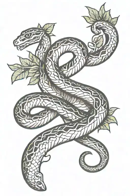 Vines Wrapped Tightly With A Snake Wrapped