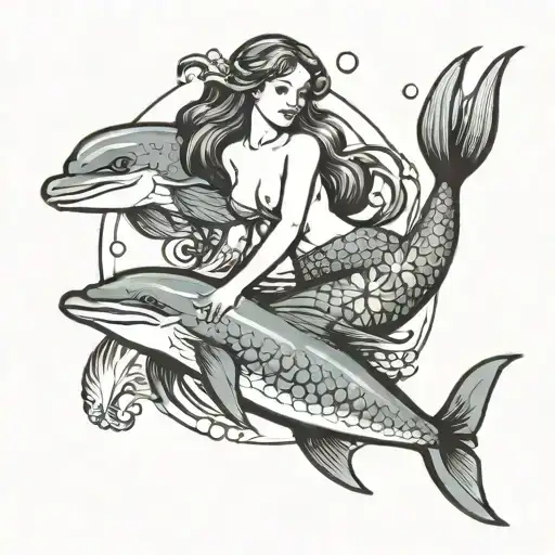 Mermaid And Dolphin