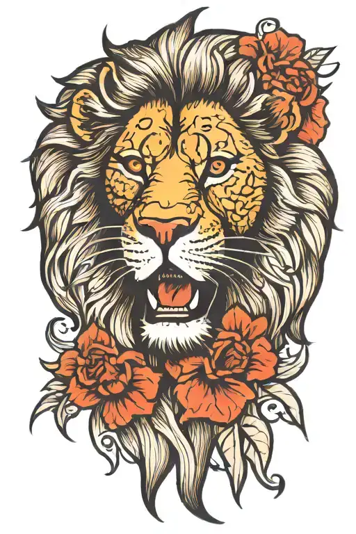 Lion Face Tattoo Design