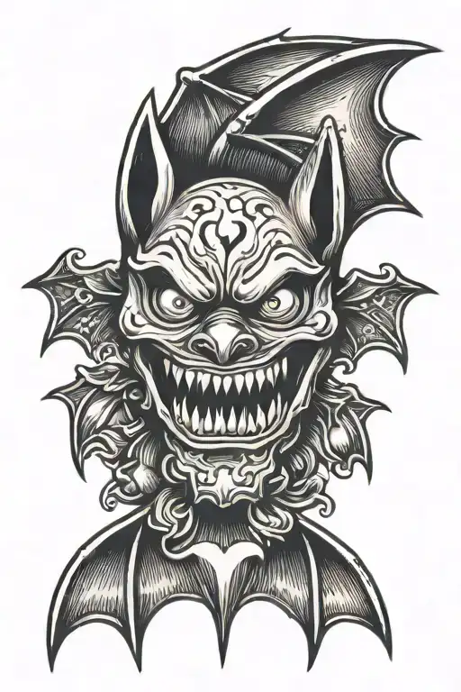 Bat I Muzzle With Teeth And Hearts