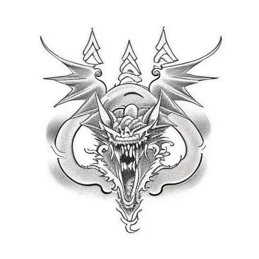 Neo Traditional Black And Withe Dragon