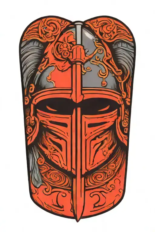 Warriors Helmet Resting On Sword