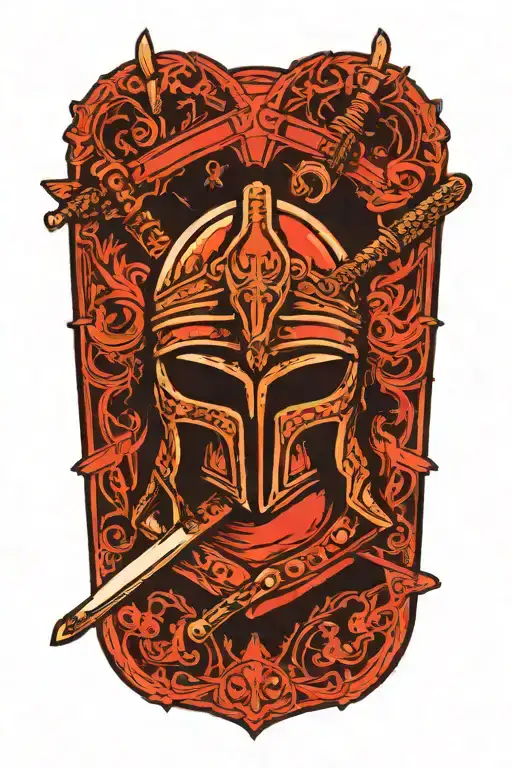 Warriors Helmet On Sword