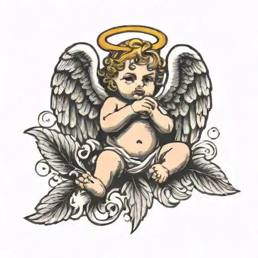 Baby Angel With Wings And Mace