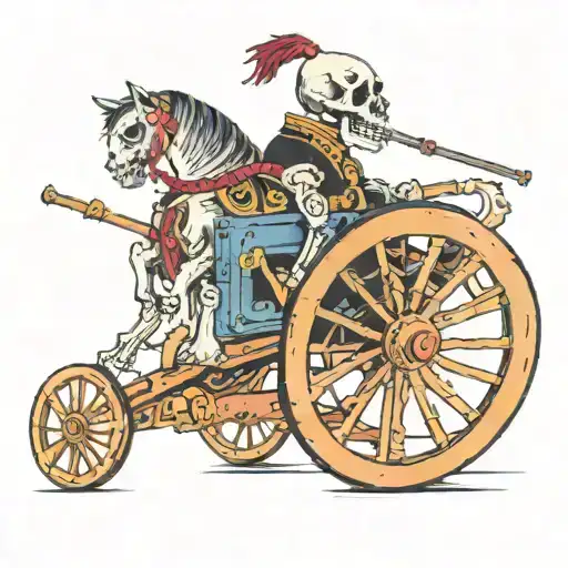 Skeleton Horse Pulling Artillerie Cannon