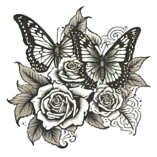 The Name Avery With A Rose And Butterfly