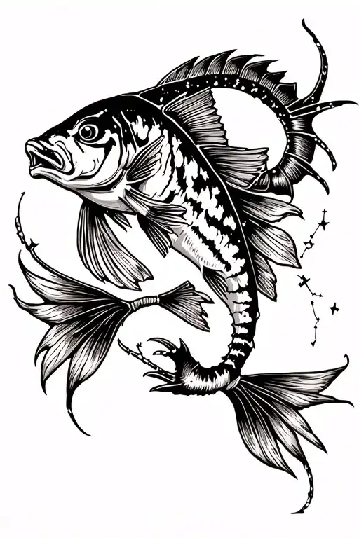 Tiger Fish With Scorpio Sagittarius Constellation