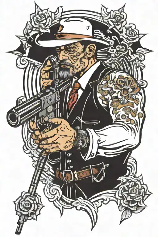 Religious Gangster Holding Gun