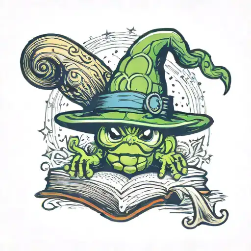 Brussel Sprout Wizard Hat And Holding Open Book Rainbow Spell
