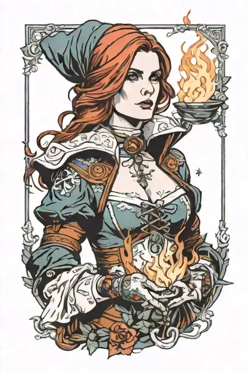 Triss Merigold With Fire From Witcher 3