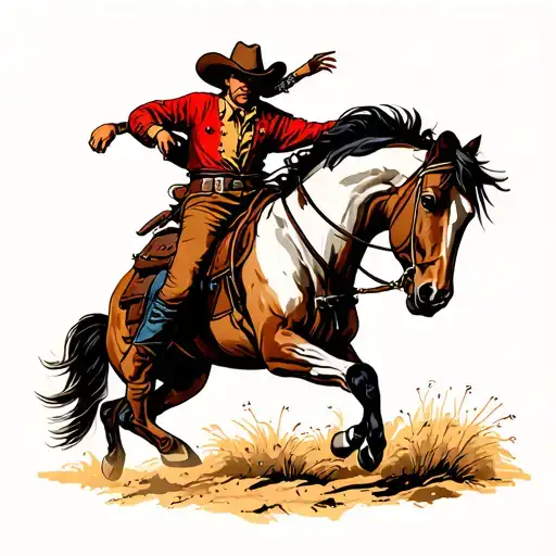Cowboy On A Horse Bucking