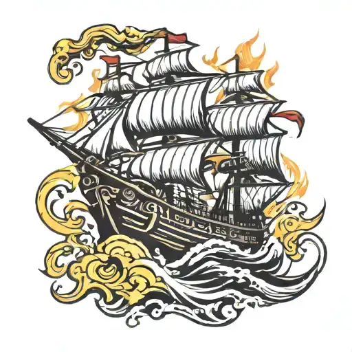 Pirate Ship On Fire