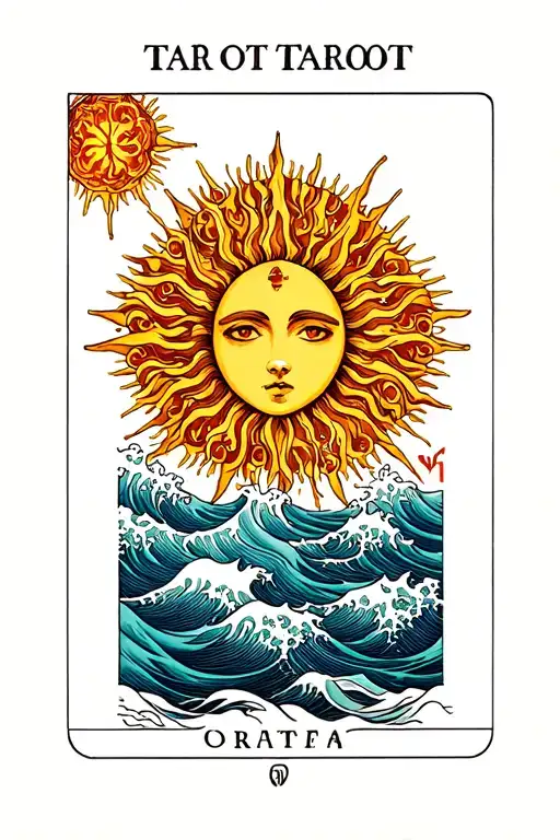 Card Of Sun Tarot And Waves