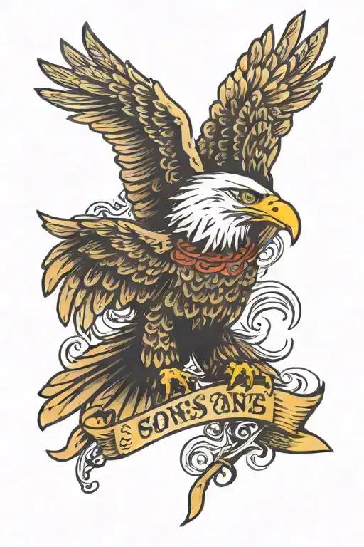 Sons Name And Eagle Flying