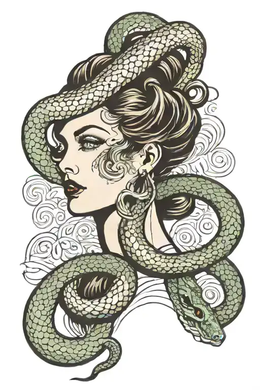Woman Face Whit Snake