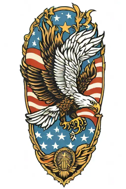 American Flag With Eagle