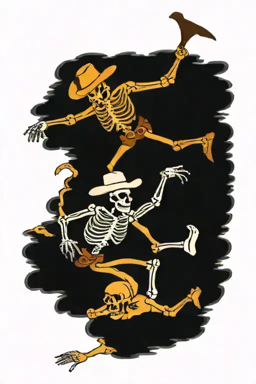 Cowboy Skeletons Dancing Together
