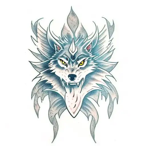 Half Dragon Half Wolf With Lightning Bolts