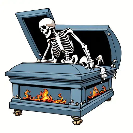 Skeleton Climbing Out Of A Casket