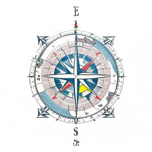 Old Map From Europe With Compass