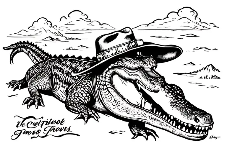 Crocodile With Cowboy Hat