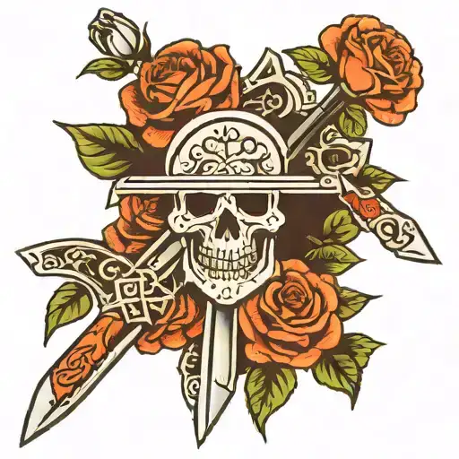 Lif Death Brothers Foreve Tattoo Knife Rose Cross